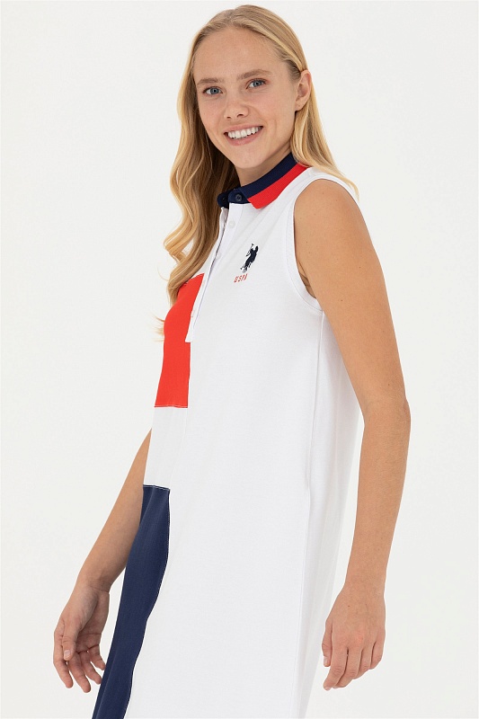 Платье-поло из смесового хлопка с контрастными блоками - G082SZ0750MELENA_T Платье жен. (VR013, L)