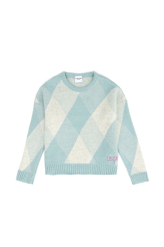 Джемпер трикотажный с узором для девочек - G084SZ0TK0ADELKIDS Кофта жен. детс. (VR090, 4_5)