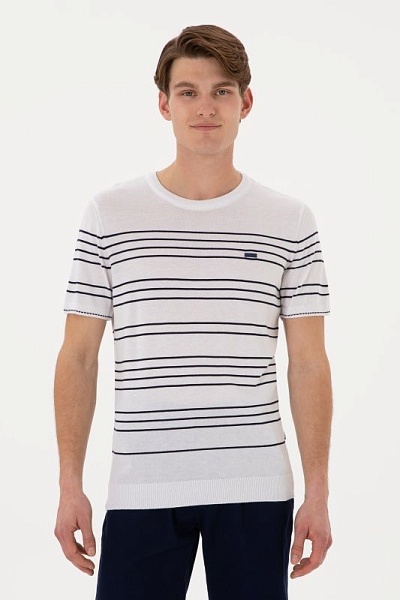 Футболка из смесовой вискозы в полоску - G081SZ0TK0MAKSIM Кофта муж. (VR013, XL)