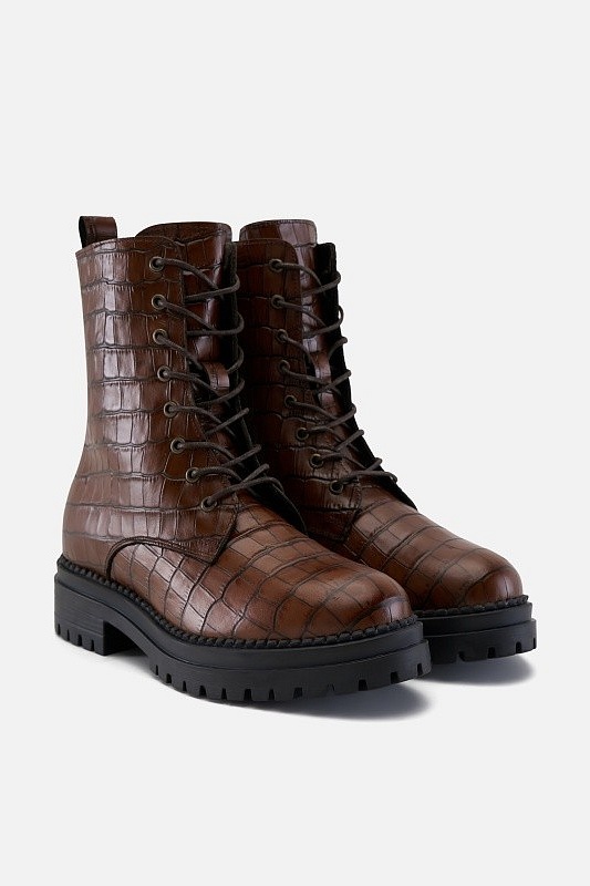 Ботинки кожаные на шнурках и молнии - S082SZ0330K24KEYNES Обувь жен. (VR099, 40)