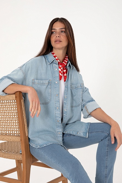 Рубашка джинсовая свободная - G082SZ0770SOFIA Куртка джинс. жен. (DN0021, 40)