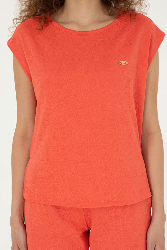 Футболка из фактурной ткани с узором - G082SZ0110PEST Футболка жен. (VR039, XS)