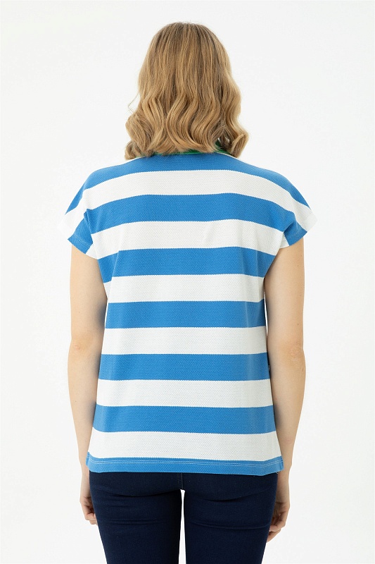 Футболка-поло в полоску оверсайз - G082SZ0110MIKOS Футболка жен. (VR045, XS)