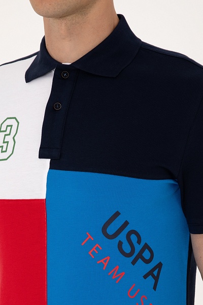 Футболка-поло из хлопка с контрастными вставками - G081SZ0110T_ILGA Футболка муж. (VR077, XL)