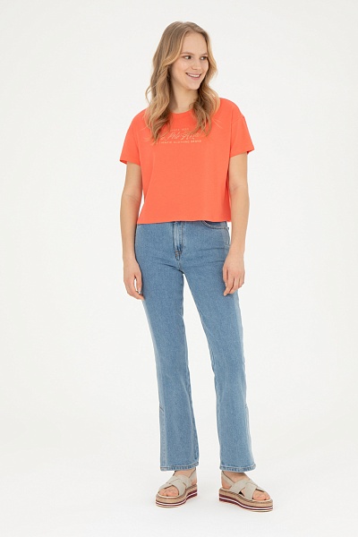 Футболка с надписью укороченная - G082GL0110GROP Футболка жен. (VR039, L)