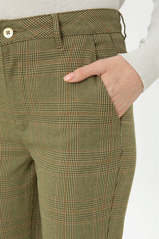 Брюки с добавлением вискозы в клетку - G082SZ0780MAREH Брюки жен. (VR183, 42)