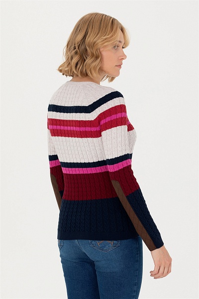 Джемпер с узором косичка в полоску - G082SZ0TK0MERIS-SK23 Кофта жен. (VR033, XS)