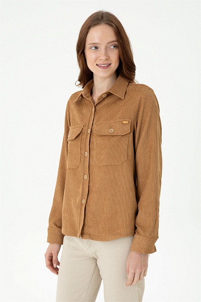 Рубашка вельветовая свободная - G082SZ0040UKES Сорочка жен. (VR085, 36)