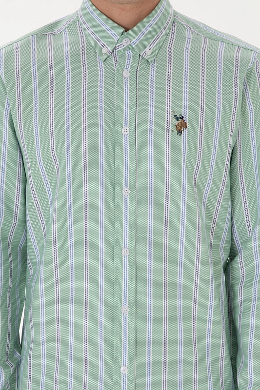 Рубашка из хлопка в полоску приталенная - G081SZ0040MAYSILA Сорочка муж. (VR054, XL)