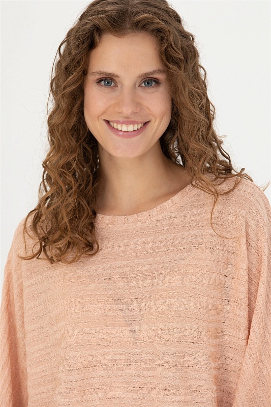 Джемпер свободного кроя с рукавами 3/4 - G082SZ0820EX-MINA Толстовка жен. (VR042, 2XS)