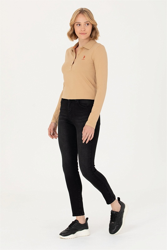 Поло с длинным рукавом из хлопка - G082SZ0820TPG-SK023 Толстовка жен. (VR085, XS)
