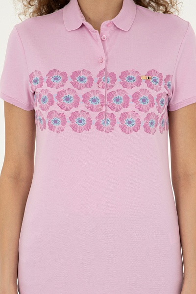 Футболка-поло из хлопка с принтом - G082GL0110GEBZE Футболка жен. (VR041, L)