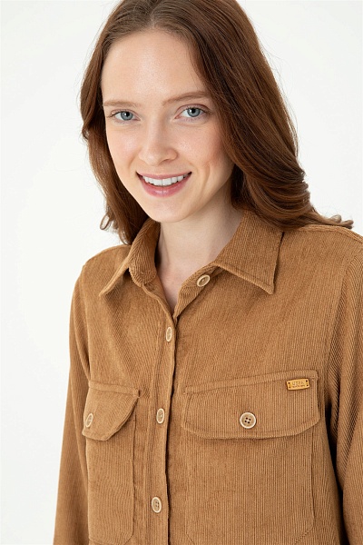 Рубашка вельветовая свободная - G082SZ0040UKES Сорочка жен. (VR085, 36)