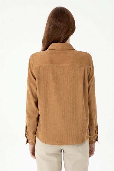 Рубашка вельветовая свободная - G082SZ0040UKES Сорочка жен. (VR085, 34)