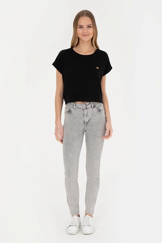 Футболка из смесовой вискозы укороченная оверсайз - G082SZ0110PARKER Футболка жен. (VR046, 2XS)
