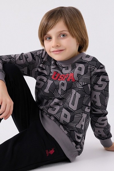 Свитшот и спортивные брюки для мальчиков - G083SZ0HF0US1929 Костюм дом. муж. детс. (VR080, 7_8)