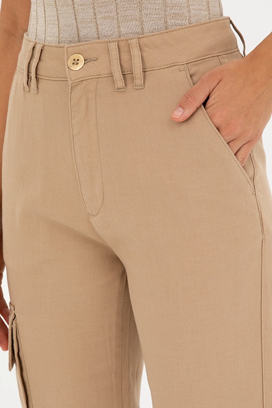 Брюки с добавлением льна - G082SZ0780MONEK Брюки жен. (VR085, 32)