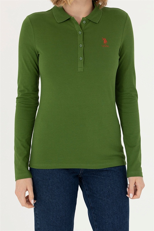 Поло с длинным рукавом из хлопка - G082SZ0820TPG-SK023 Толстовка жен. (VR054, XL)