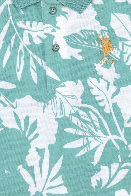 Футболка-поло с тропическим принтом для мальчиков - G083SZ0110VERDE Футболка муж. детс. (VR090, 8_9)
