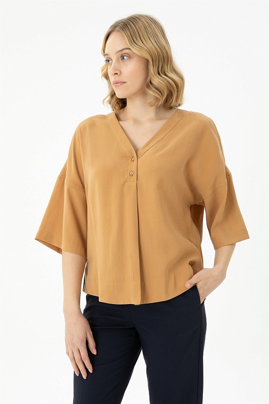 Блузка из модала c рукавом 3/4 свободная - G082SZ0040RC_FALAMUS Сорочка жен. (VR015, 36)