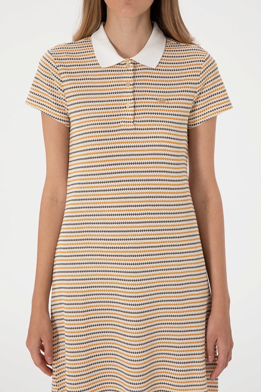 Платье-поло мини с вискозой в полоску - G082SZ0750SAKI Платье жен. (VR202, S)