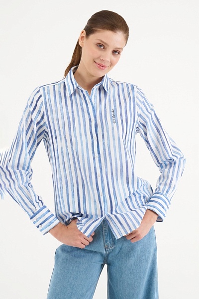 Рубашка из хлопка в полоску прямая - G082SZ0040BUCCI Сорочка жен. (VR028, 36)