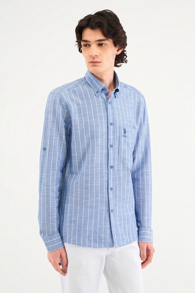 Рубашка из хлопка в полоску прямая - G081SZ0040KAMBA Сорочка муж. (VR028, XL)