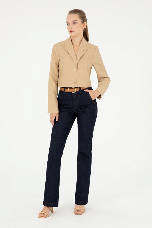 Пиджак укороченный с добавлением льна - G082SZ0020SEMAY-C Пиджак жен. (VR085, 38)