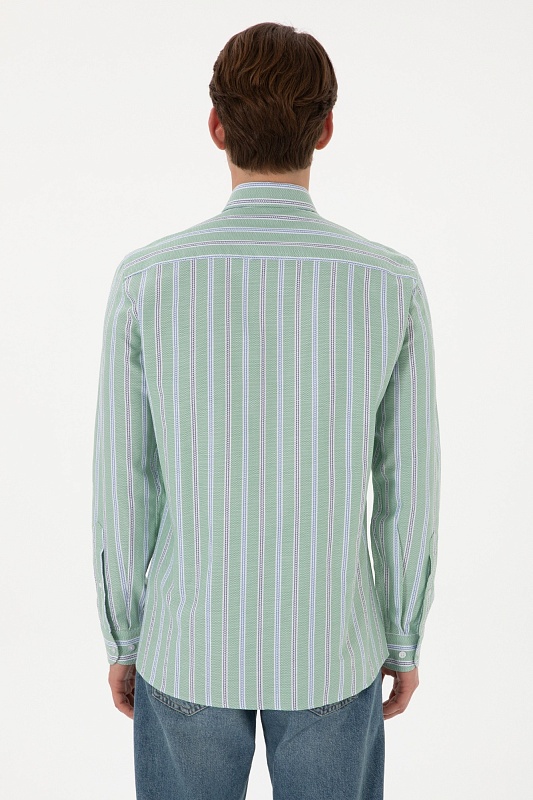 Рубашка из хлопка в полоску приталенная - G081SZ0040MAYSILA Сорочка муж. (VR054, XL)