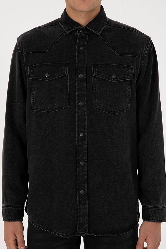 Джинсовая куртка из лиоцелла с накладными карманами - G081SZ0770TREVOR25K_S Куртка джинс. муж. (DN0027, M)