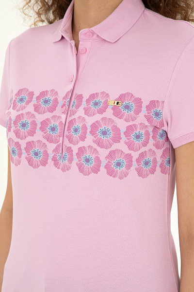 Футболка-поло из хлопка с принтом - G082GL0110GEBZE Футболка жен. (VR041, L)