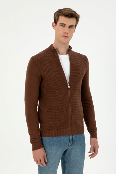 Кардиган на молнии с рельефным узором - G081SZ0TH0GUNNER_BSK24_R Кардиган муж. (VR029, 3XL)