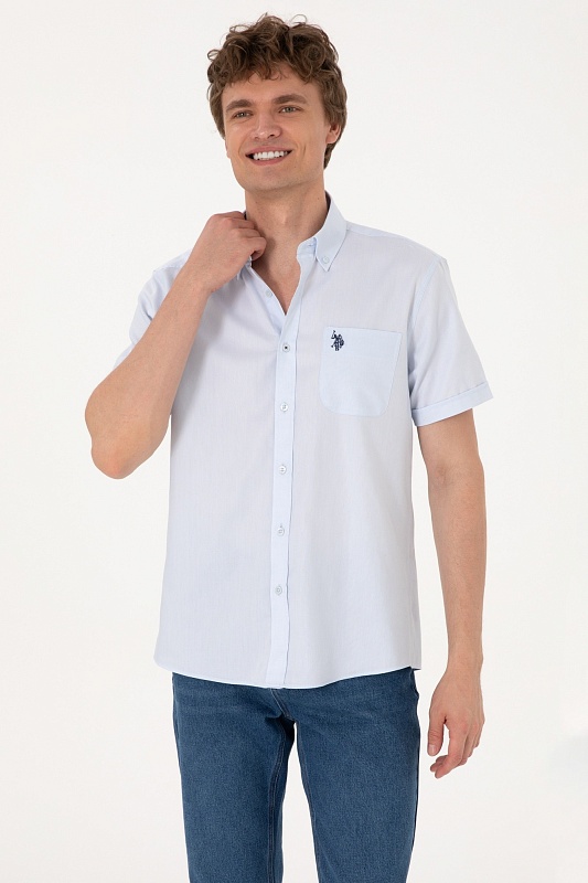 Рубашка с коротким рукавом из хлопка прямая - G081SZ0040HAPPY025Y Сорочка муж. (VR003, 5XL)