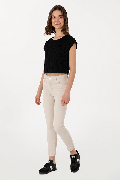 Блузка с рельефным узором укороченная - G082SZ0110SOPHIA Футболка жен. (VR046, L)