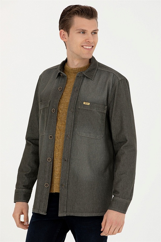 Рубашка из хлопка с накладными карманами свободная - G081SZ0770MADRIC-KHAKI Куртка джинс. муж. (VR027, S)