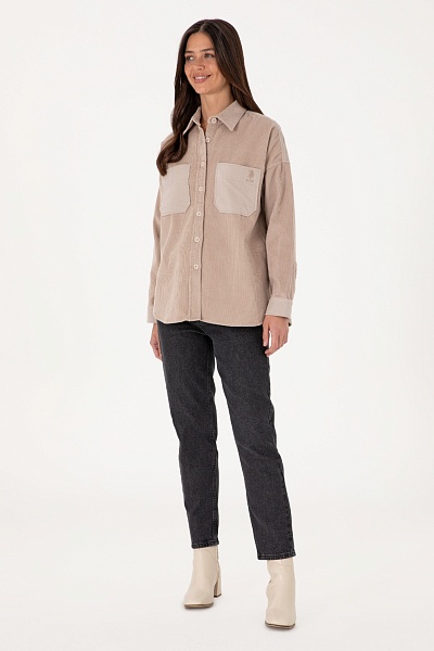 Рубашка вельветовая свободная - G082SZ0040CLAIRE Сорочка жен. (VR049, 34)