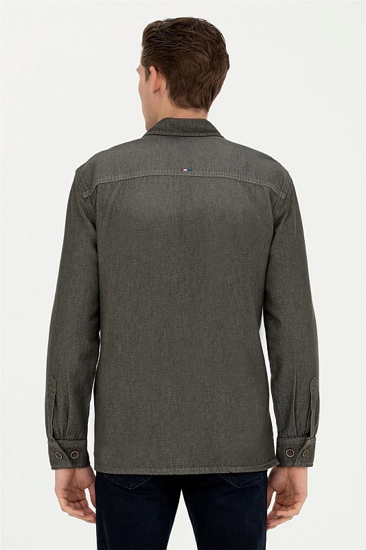 Рубашка из хлопка с накладными карманами свободная - G081SZ0770MADRIC-KHAKI Куртка джинс. муж. (VR027, S)