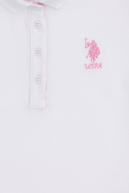 Футболка-поло из хлопка c принтом на планке для девочек - G084SZ0110TP01-IY024 Футболка жен. детс. (VR013, 3_4)