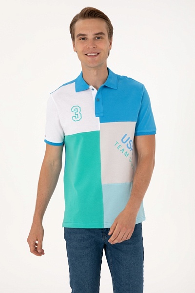 Футболка-поло из хлопка с контрастными вставками - G081SZ0110T_ILGA Футболка муж. (VR001, XL)