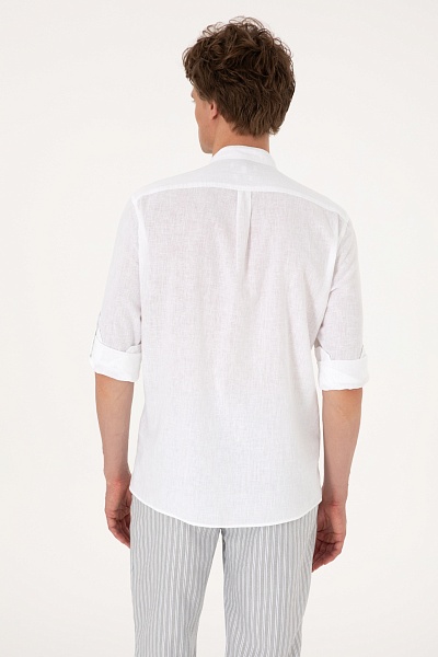 Рубашка из смеси хлопка и льна прямая - G081SZ0040MOTI Сорочка муж. (VR013, S)