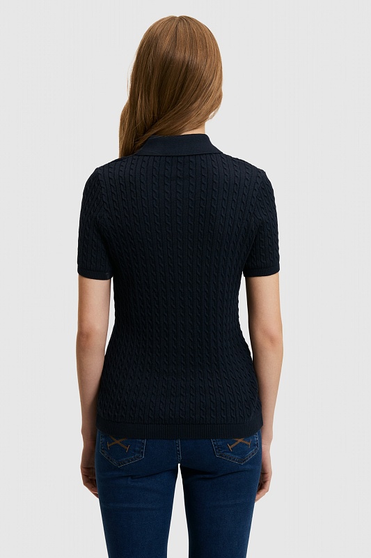 Футболка-поло из хлопка с узором косы - G082SZ0TK0BENT Кофта жен. (VR033, L)