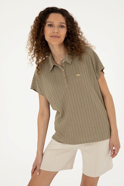 Футболка-поло трикотажная оверсайз - G082SZ0110PAT Футболка жен. (VR027, L)