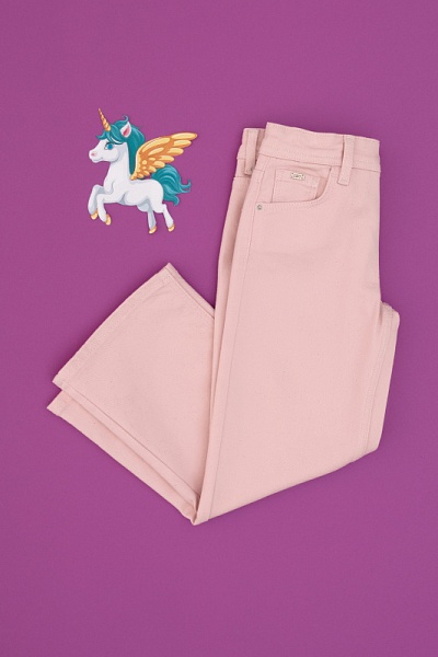 Джинсы прямые для девочек - G084SZ0800LOTUS_P_PEMBE Джинсы жен. детс. (VR078, 4_5)